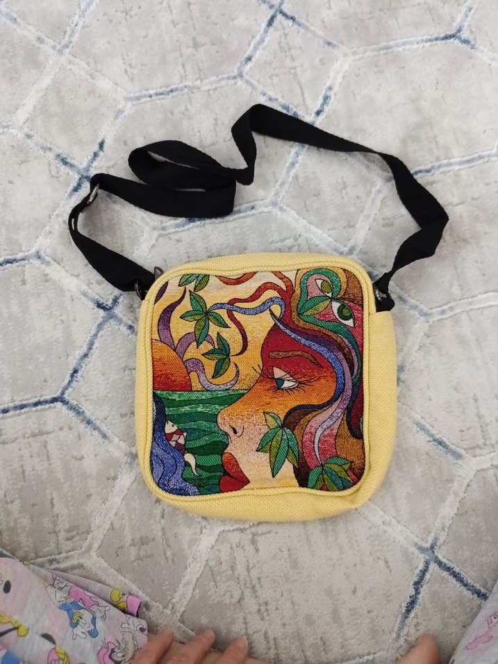 Nakışlı Çok Renkli Deri Bohem Çanta - Görsel 3