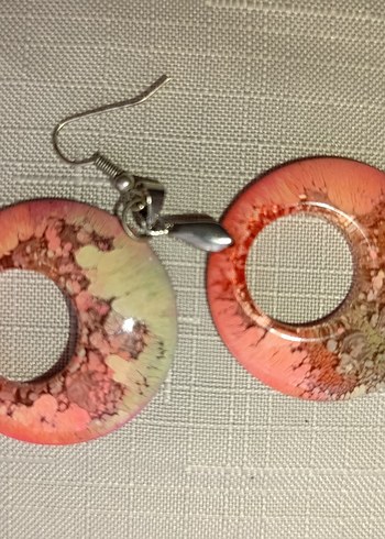 Pembe Bağlama Desenli Mini Boncuklu Küpe - Görsel 2