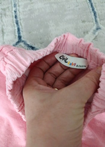 Düğmeli Pembe Kız Çocuk Rahat Pantolon - Görsel 3