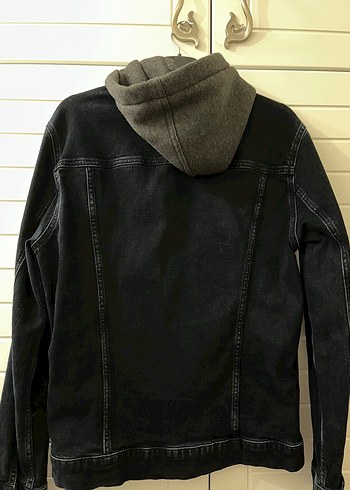 Siyah erkek Kot Ceket Kapüşonlu - Görsel 2