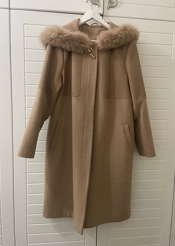 Olcay marka Kürk Yakalı Bej yün Kaban - Görsel 6