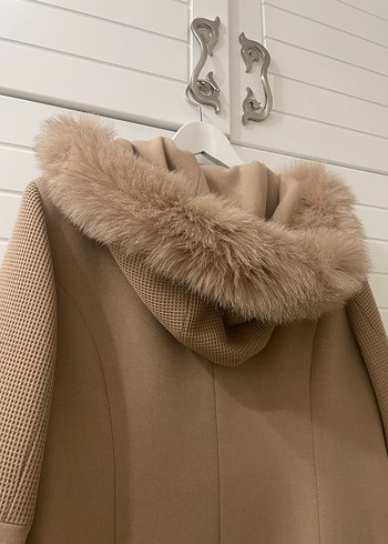 Olcay marka Kürk Yakalı Bej yün Kaban - Görsel 8