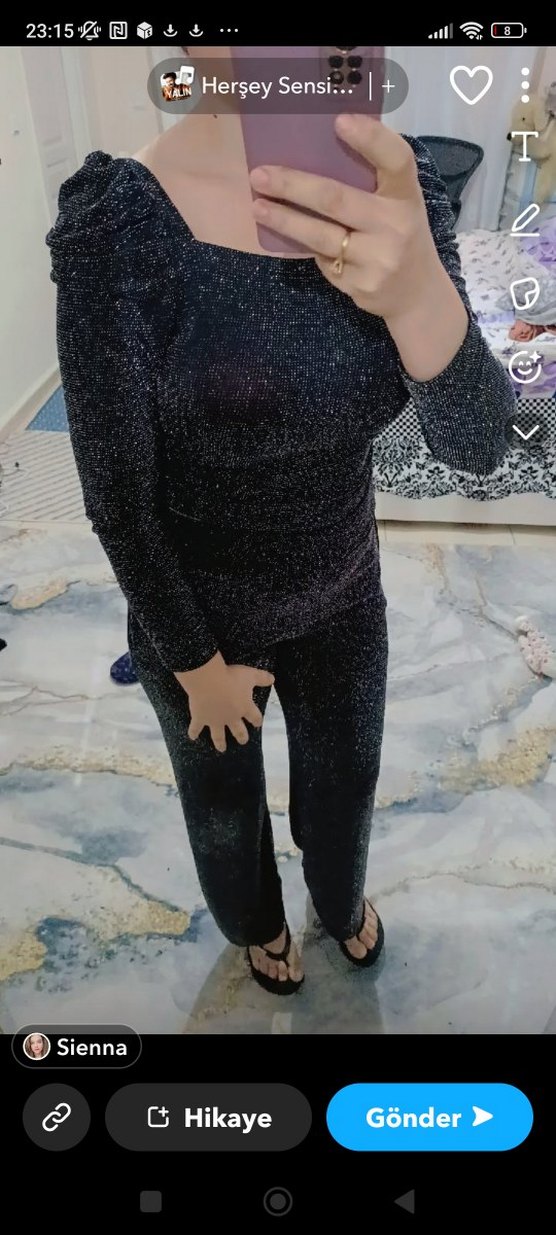 Parlak Siyah V Yaka üst ve alt - Görsel 5