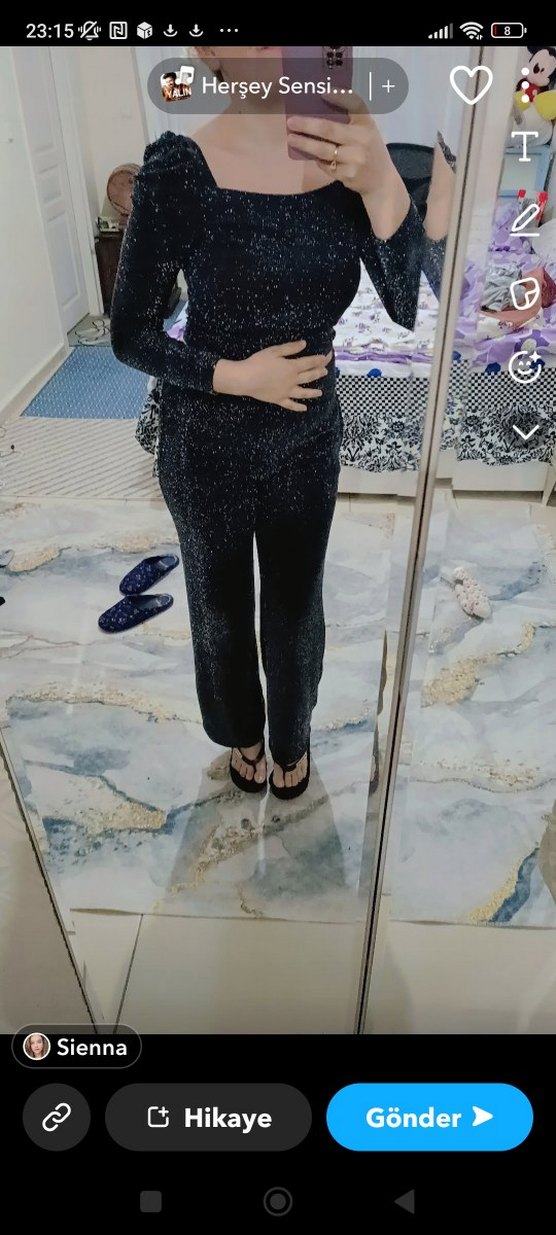 Parlak Siyah V Yaka üst ve alt - Görsel 4