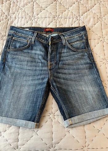 Diğer Erkek Gri Mavi Denim Mini Sort