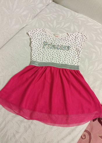 Kız Çocuk Pembe Renkli Fırfırlı Elbise