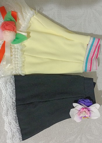 Çiçekli ve Dantelli Renkli Kız Etekleri - Görsel 11