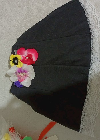 Çiçekli ve Dantelli Renkli Kız Etekleri - Görsel 4