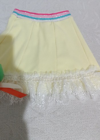 Çiçekli ve Dantelli Renkli Kız Etekleri - Görsel 6