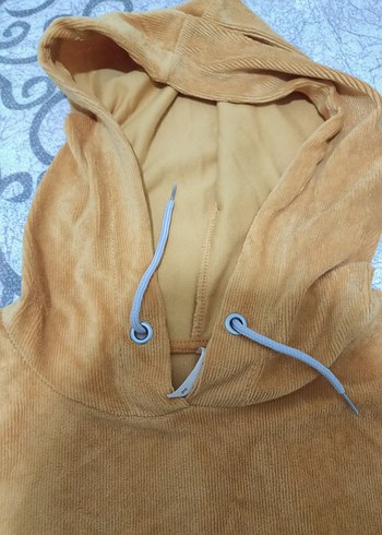 Sarı Kapüşonlu Kadın Sweatshirt - Görsel 3