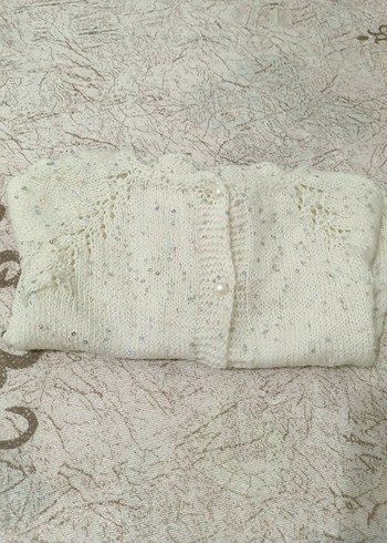 Kız Çocuk Beyaz Örgü Hırka - Görsel 5