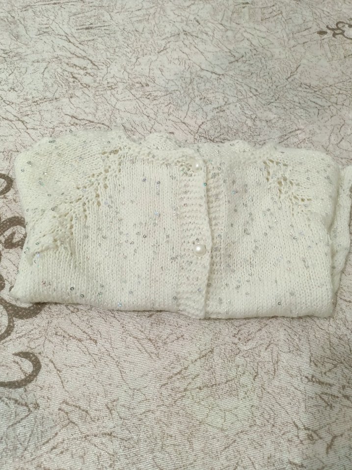 Kız Çocuk Beyaz Örgü Hırka - Görsel 5