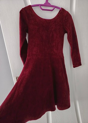 Bordo Süet Kadın Midi Elbise - Görsel 2