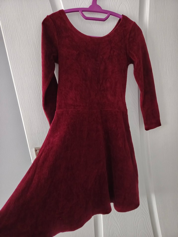 Bordo Süet Kadın Midi Elbise - Görsel 2