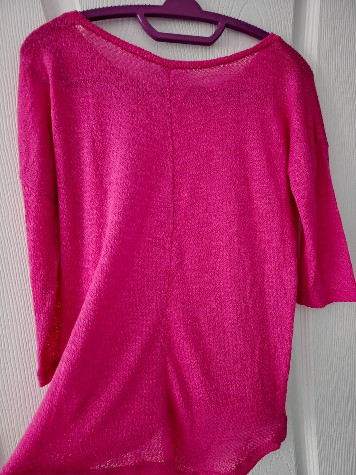 Pembe Örgü Kadın Salaş Triko - Görsel 2