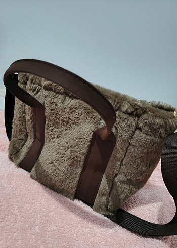 Kahverengi Peluş Detaylı Kadın Tote Çanta - Görsel 2
