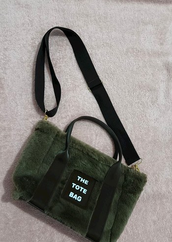 Kahverengi Peluş Detaylı Kadın Tote Çanta - Görsel 3