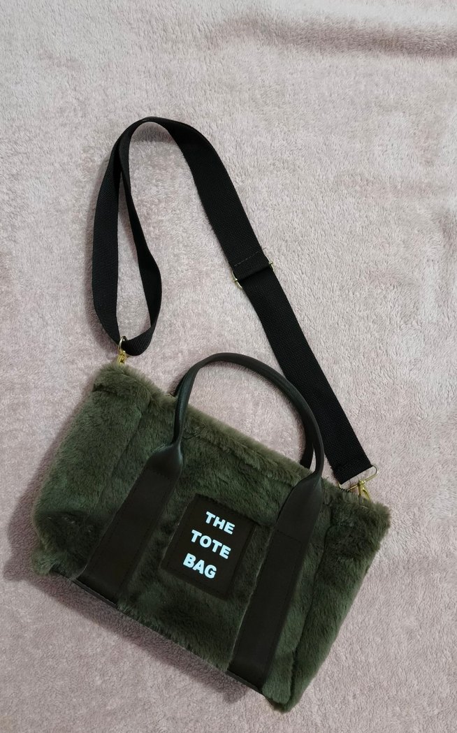 Kahverengi Peluş Detaylı Kadın Tote Çanta - Görsel 3