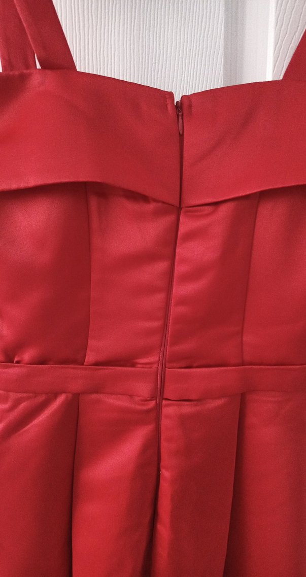 Kırmızı Drapeli askılı Uzun Abiye Elbise - Görsel 3