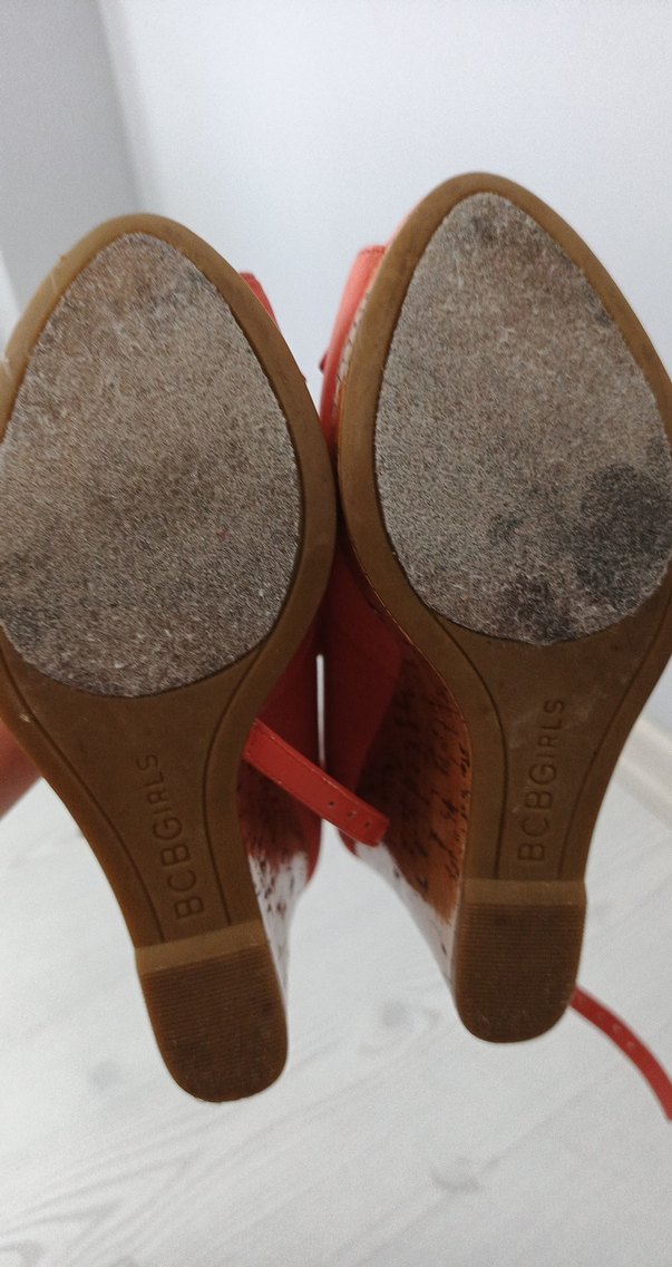 Turuncu Deri Tokalı Platform Dolgu Topuklu Kadın Ayakkabı - Görsel 3