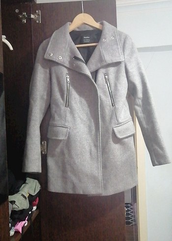 Gri Fermuarlı Kadın Kaban - Görsel 3