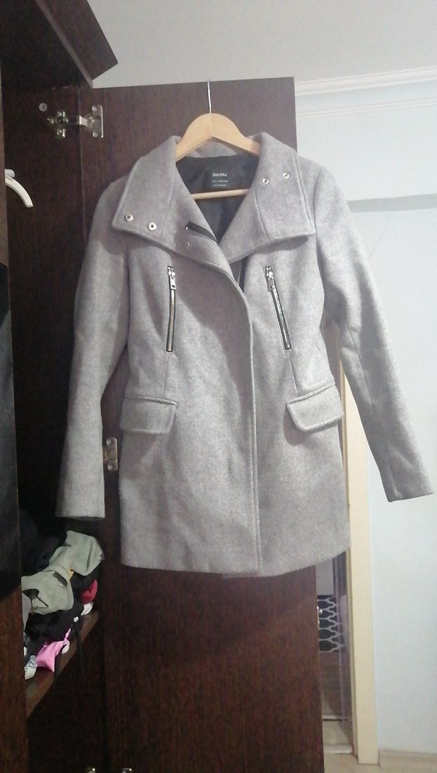 Gri Fermuarlı Kadın Kaban - Görsel 3