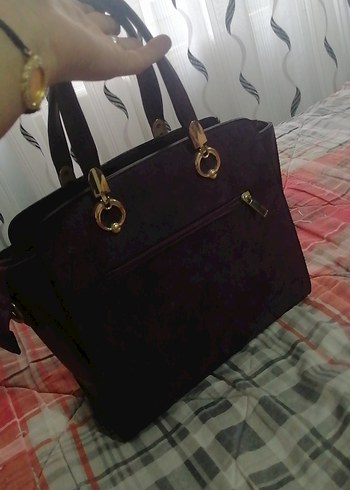 Siyah Deri Tokalı Kadın Çantası - Görsel 2