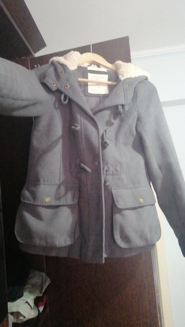 Gri Düğmeli Midi Kadın Ceket - Görsel 2