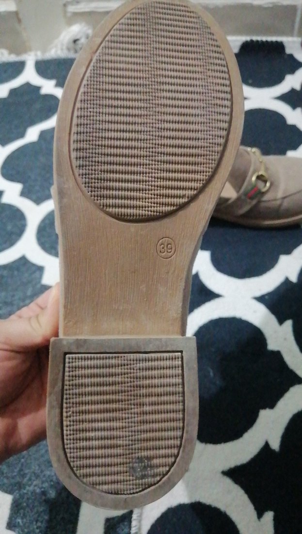 Bej Süet Tokalı Kadın Loafer Blok Topuk - Görsel 3