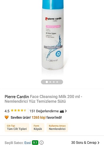 Yüz temizleme sütü 