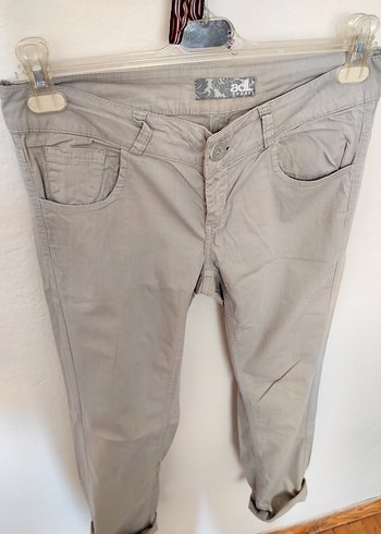 ADL Gri Regular Fit Kadın Keten Pantolon - Görsel 10