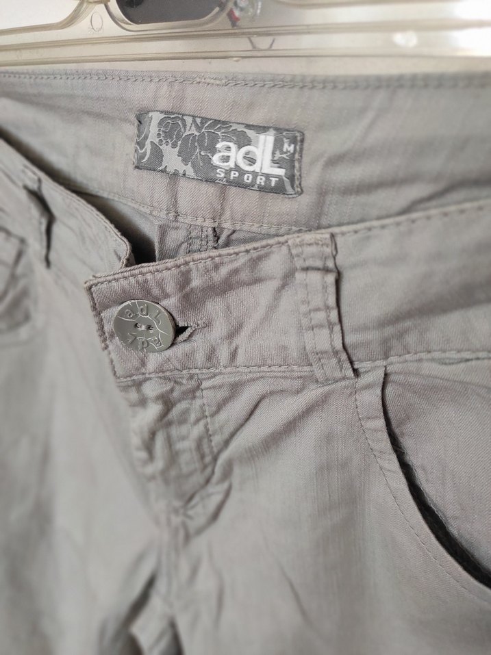 ADL Gri Regular Fit Kadın Keten Pantolon - Görsel 3