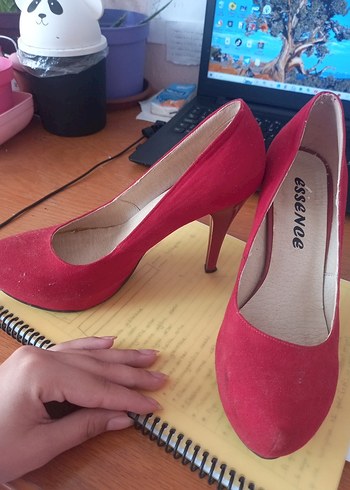 Kırmızı Süet Yüksek Topuklu Stiletto