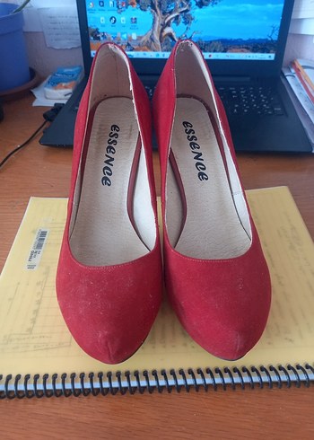 Essence Kırmızı Süet Yüksek Topuklu Stiletto