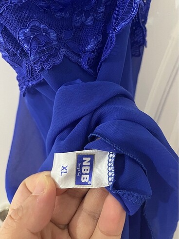 xl Beden çeşitli Renk Saks mavisi gecelik