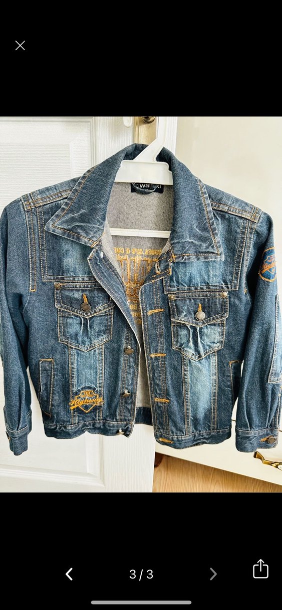 Düğmeli Lacivert Kısa Kollu Kot Ceket - Görsel 3