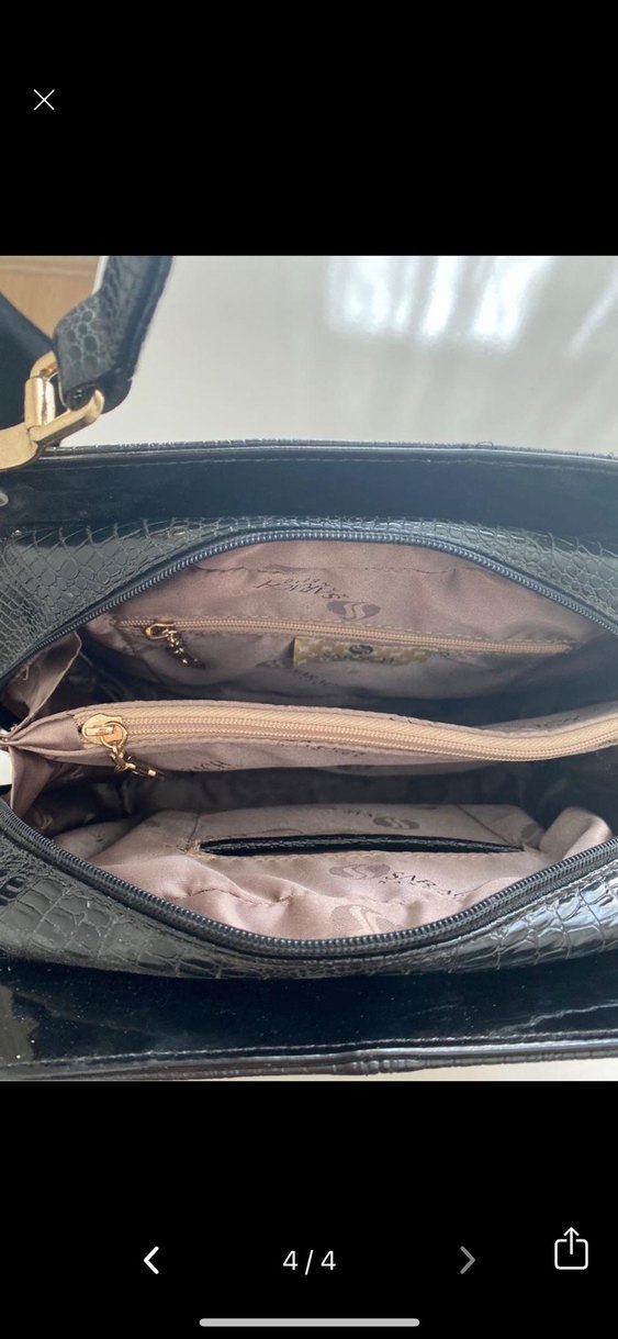 Siyah Parlak Deri Kadın Çanta - Görsel 4