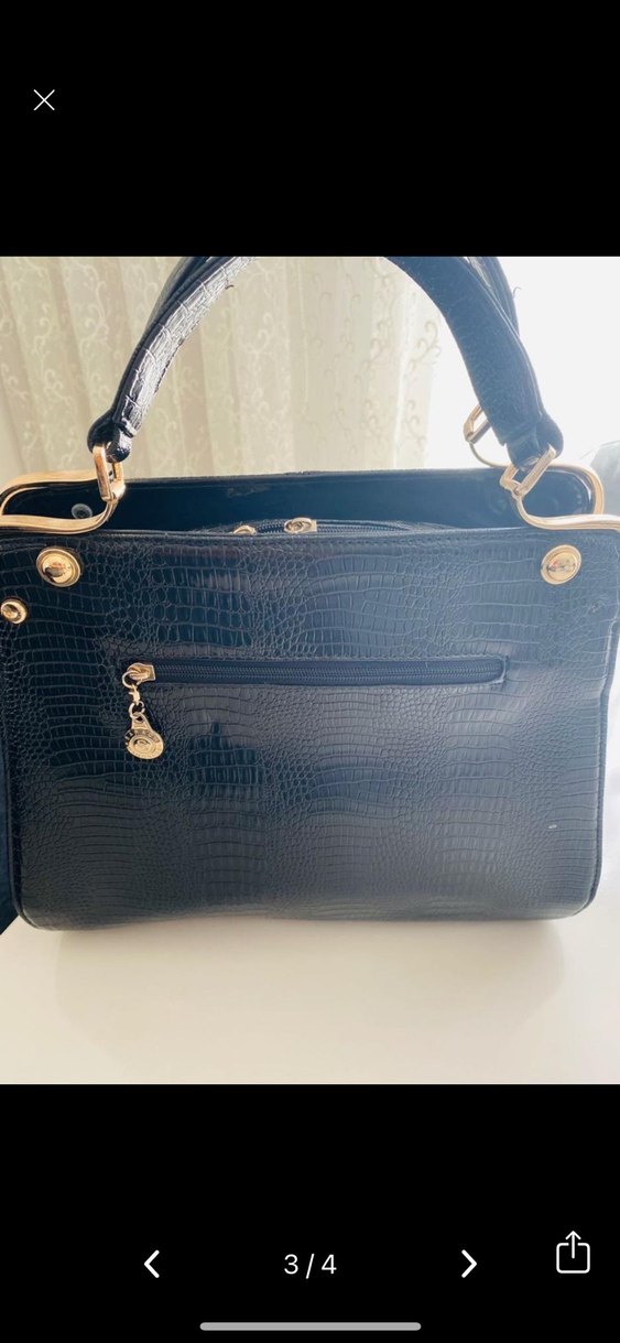 Siyah Parlak Deri Kadın Çanta - Görsel 3