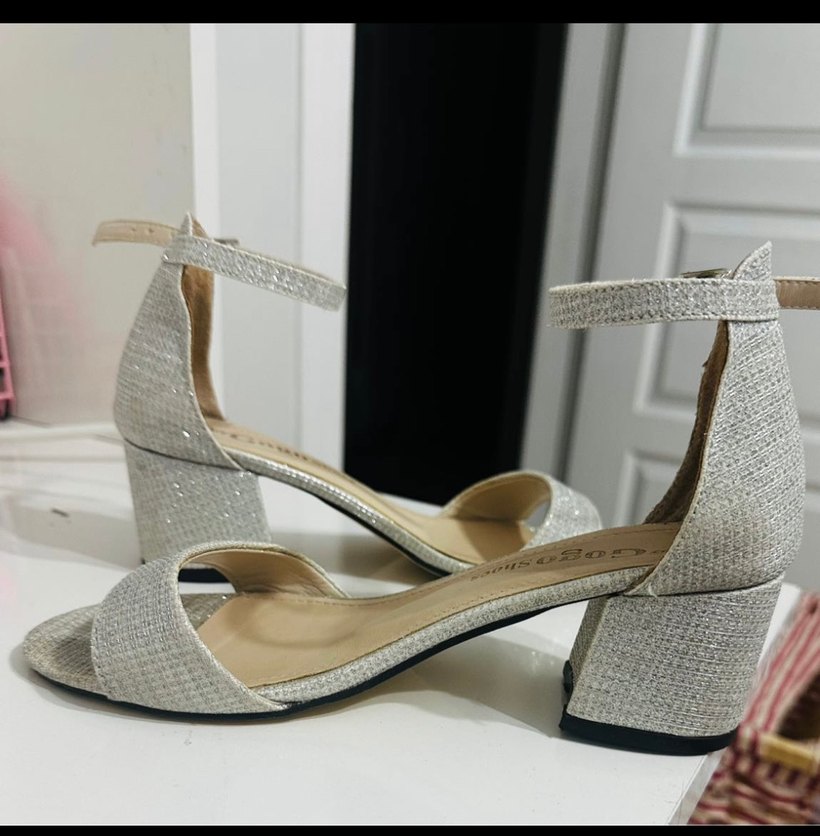 Bej Kemerli Blok Topuklu Kadın Abiye Ayakkabı - Görsel 2