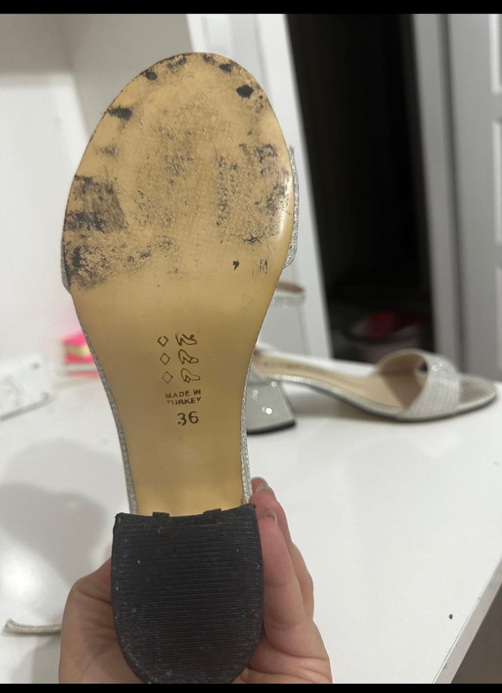 Bej Kemerli Blok Topuklu Kadın Abiye Ayakkabı - Görsel 4