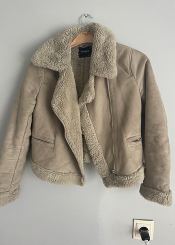 Kürklü Bej Süet Kadın Ceket - Görsel 2