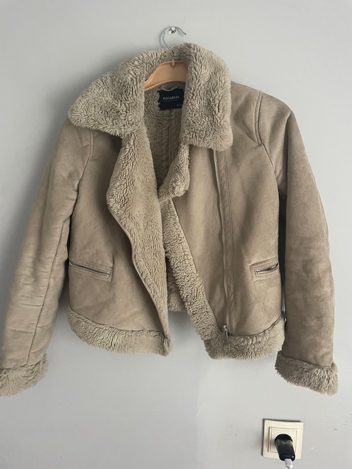Kürklü Bej Süet Kadın Ceket - Görsel 2