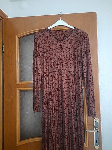 40 Beden Leopar desenli elbise