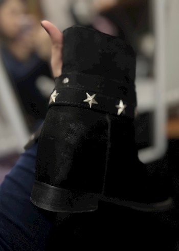 Tokalı Siyah Gotik süet Kadın Botu - Görsel 5