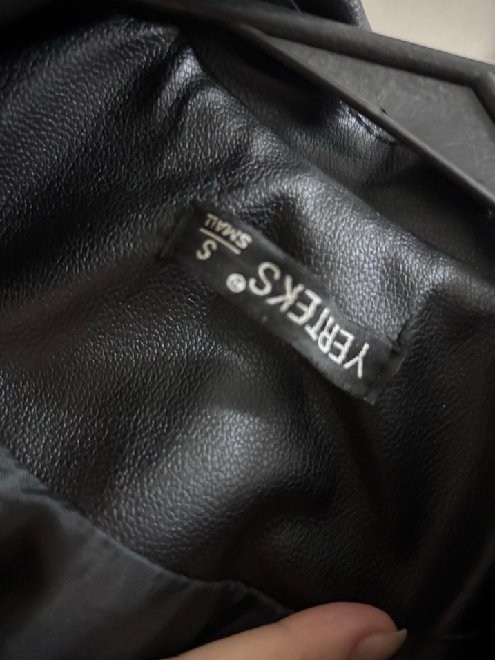 Siyah Kayışlı Deri Biker Ceket - Görsel 3