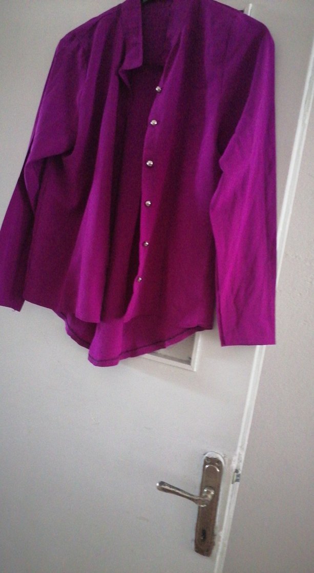 Düğmeli Mor Kadın Gömlek - Görsel 2