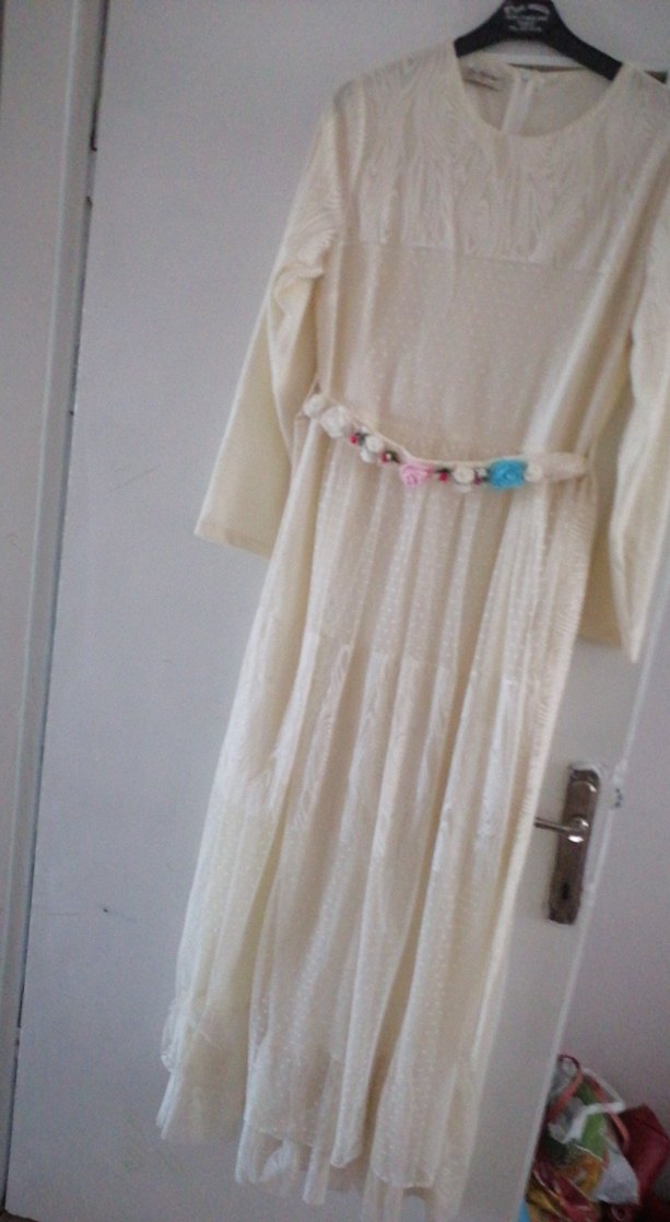 Pamuklu Beyaz Bohem Uzun Elbise - Görsel 2