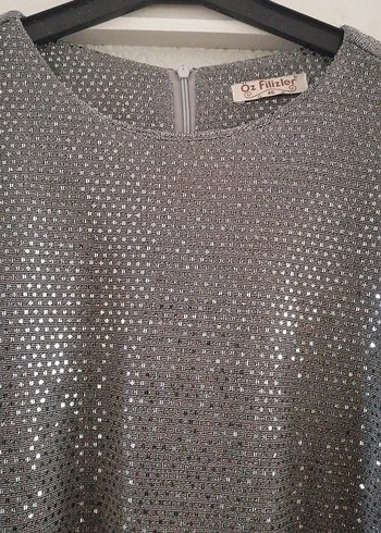 Yılan Desenli Uzun Gri Kadın Abiye Elbise - Görsel 2