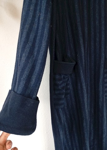 Kadın Lacivert Uzun Kaban - Görsel 4