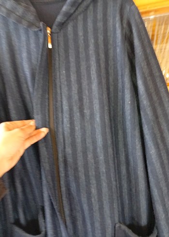 Kadın Lacivert Uzun Kaban - Görsel 5